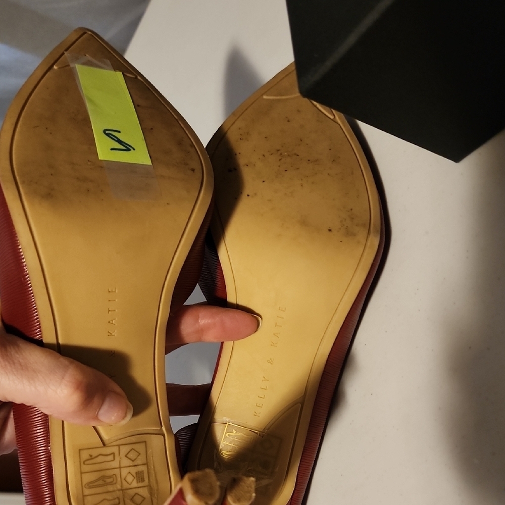 Kelly & Katie Red Elegant Leather Heels - Picture 6 of 8